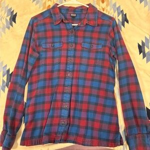 Patagonia Organic Cotton Red and Blue Flannel Shirt